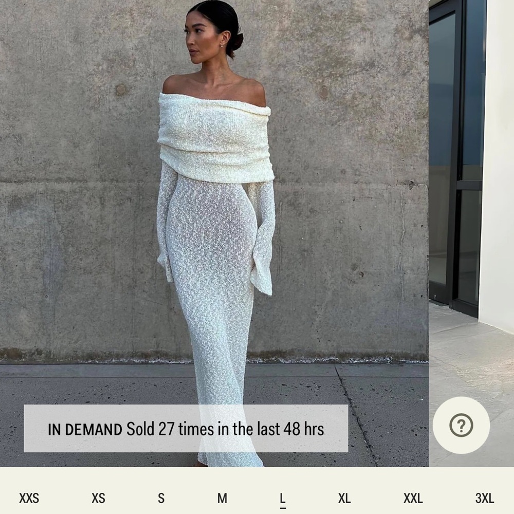 Meshki Off-Shoulder Long Sleeve Dress - Cream